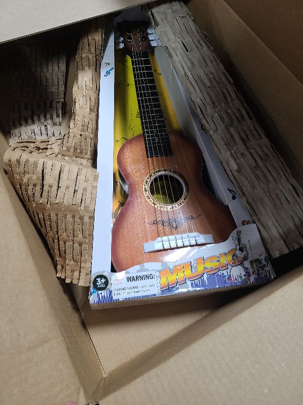 Photo 1 of 23" Acoustic Guitar, Kids 6 String Toy Guitar - Realistic Steel Strings - Beginner Practice First Musical Instrument for Children, Toddlers (Walnut)