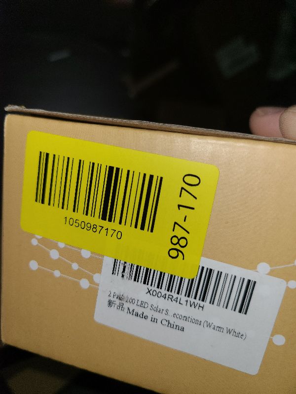 Photo 1 of 2 Pack 200 LED Solar String Lights for Outside, Solar Christmas Lights Outdoor Waterproof, Solar Outdoor String Light with 8 Lighting Modes for Xmas Tree Wedding Party Garden Decorations (Warm White)