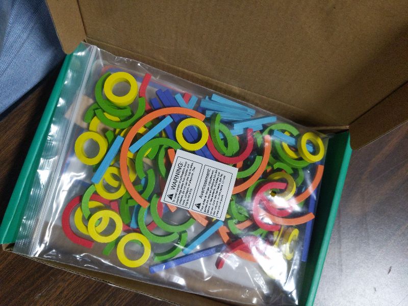 Photo 1 of 142pcs Wooden Pattern Blocks Montessori Smart Sticks Wooden Tangram Puzzle STEM Toy Activities Preschool Brain Teaser Montessori Toys Gift for 3 4 5 Years Old Kids Boys Girls