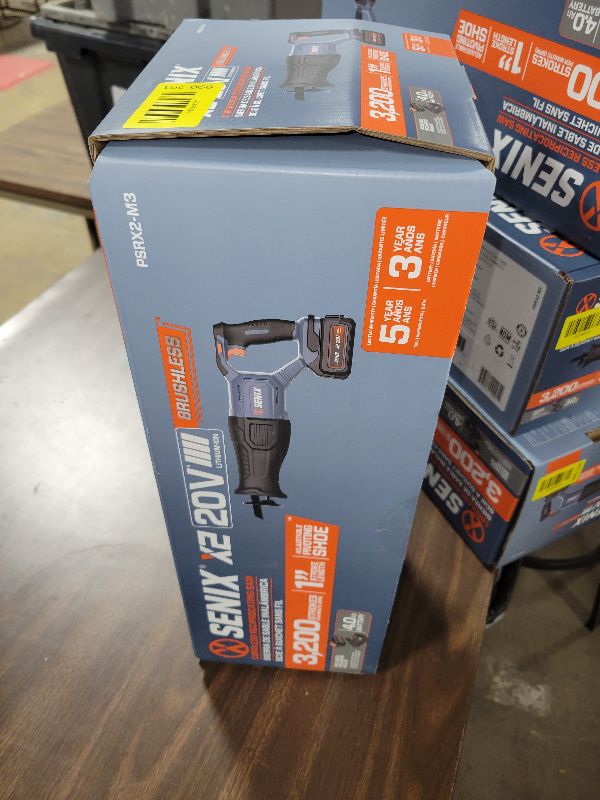 Photo 1 of SENIX X2 20 Volt Max* 1-Inch Compact Reciprocating Saw Power Tool Set, Variable Speed, 3200 SPM Max, Quick Blade Release, 3-Mode LED Light, Includes Battery and Charger (PSRX2-M3)