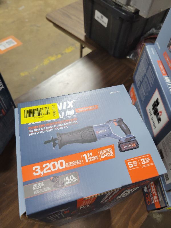 Photo 1 of SENIX X2 20 Volt Max* 1-Inch Compact Reciprocating Saw Power Tool Set, Variable Speed, 3200 SPM Max, Quick Blade Release, 3-Mode LED Light, Includes Battery and Charger (PSRX2-M3)