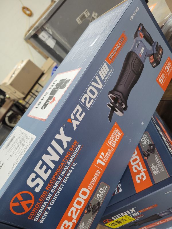 Photo 1 of SENIX X2 20 Volt Max* 1-Inch Compact Reciprocating Saw Power Tool Set, Variable Speed, 3200 SPM Max, Quick Blade Release, 3-Mode LED Light, Includes Battery and Charger (PSRX2-M3)