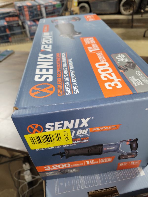 Photo 1 of SENIX X2 20 Volt Max* 1-Inch Compact Reciprocating Saw Power Tool Set, Variable Speed, 3200 SPM Max, Quick Blade Release, 3-Mode LED Light, Includes Battery and Charger (PSRX2-M3)