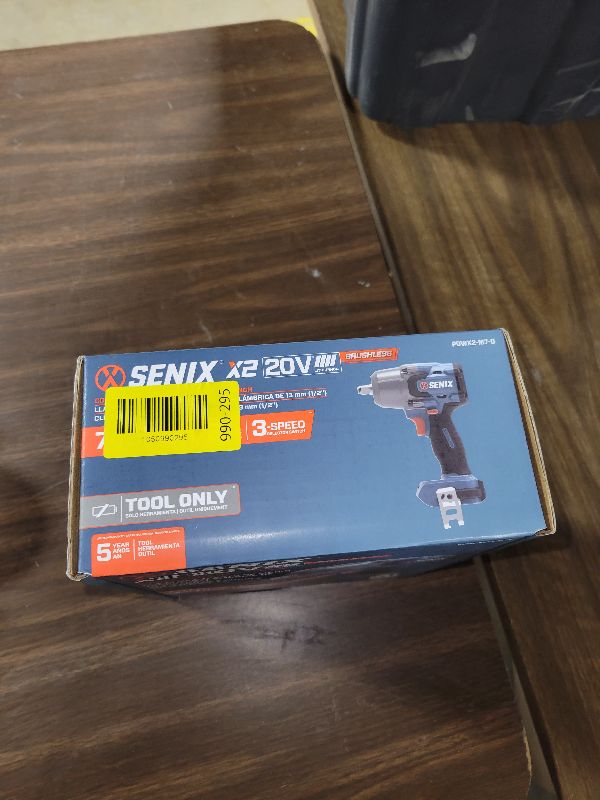 Photo 1 of SENIX 20 Volt Max* 1/2" Cordless Impact Wrench, 550 ft-lbs. Max Torque, 4000 RPM Max, 3 Speed Mode, Brushless Motor - Includes Belt Clip, Tool Only, Battery Not Included (PDWX2-M7-0)