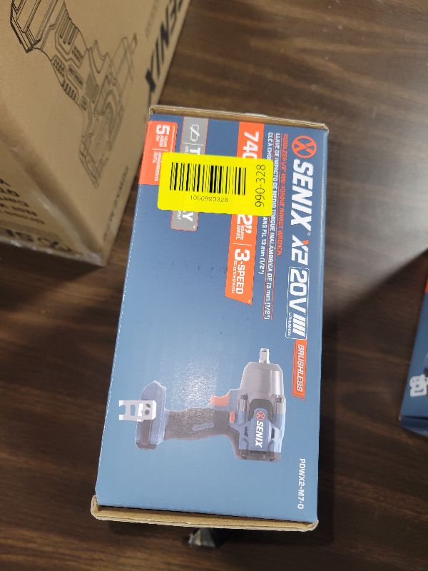 Photo 1 of SENIX 20 Volt Max* 1/2" Cordless Impact Wrench, 550 ft-lbs. Max Torque, 4000 RPM Max, 3 Speed Mode, Brushless Motor - Includes Belt Clip, Tool Only, Battery Not Included (PDWX2-M7-0)