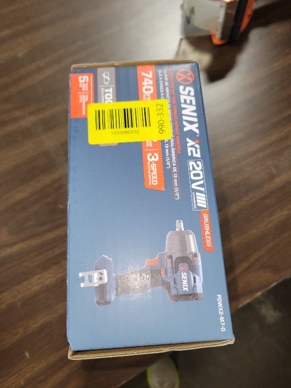 Photo 1 of SENIX 20 Volt Max* 1/2" Cordless Impact Wrench, 550 ft-lbs. Max Torque, 4000 RPM Max, 3 Speed Mode, Brushless Motor - Includes Belt Clip, Tool Only, Battery Not Included (PDWX2-M7-0)