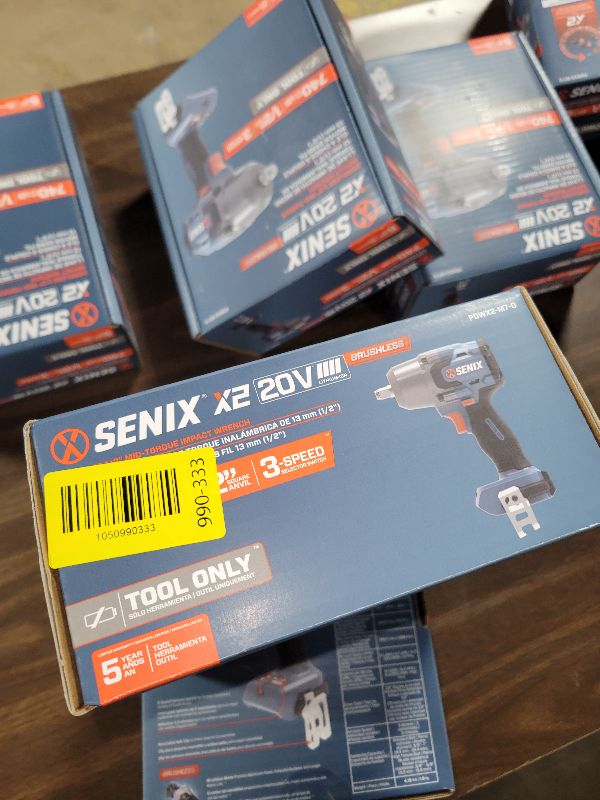 Photo 1 of SENIX 20 Volt Max* 1/2" Cordless Impact Wrench, 550 ft-lbs. Max Torque, 4000 RPM Max, 3 Speed Mode, Brushless Motor - Includes Belt Clip, Tool Only, Battery Not Included (PDWX2-M7-0)