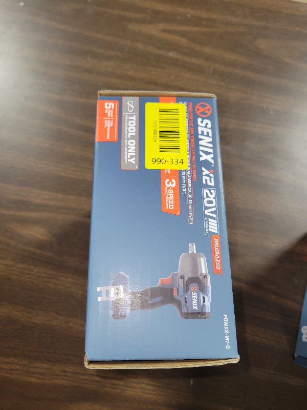 Photo 1 of SENIX 20 Volt Max* 1/2" Cordless Impact Wrench, 550 ft-lbs. Max Torque, 4000 RPM Max, 3 Speed Mode, Brushless Motor - Includes Belt Clip, Tool Only, Battery Not Included (PDWX2-M7-0)