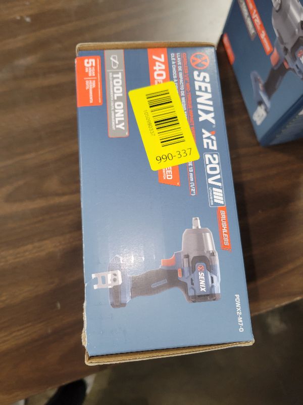 Photo 1 of SENIX 20 Volt Max* 1/2" Cordless Impact Wrench, 550 ft-lbs. Max Torque, 4000 RPM Max, 3 Speed Mode, Brushless Motor - Includes Belt Clip, Tool Only, Battery Not Included (PDWX2-M7-0)