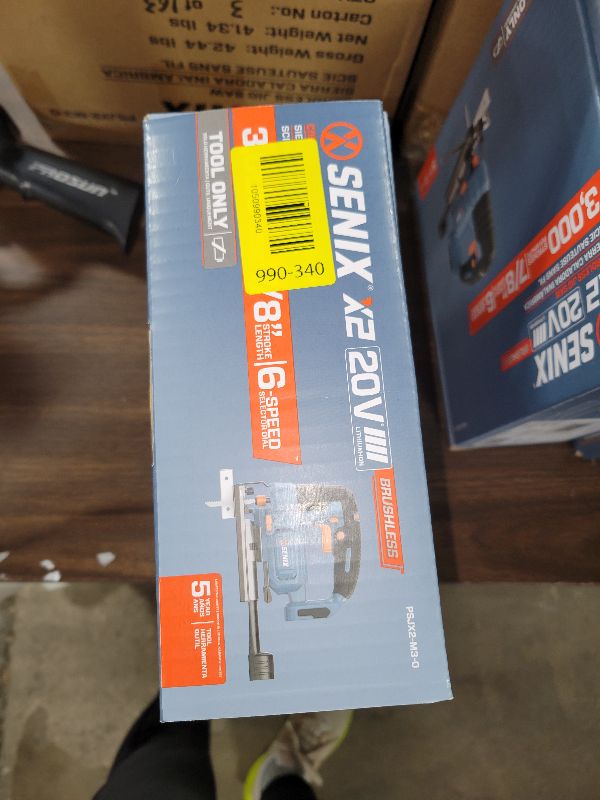 Photo 1 of SENIX 20V Max Cordless Jigsaw (Bare Tool Only), Jigsaw Cut Off Tool with Brushless Motor, 3000SPM, 6-Speed & 4-Orbital Settings, 45° Bevel Cuts, Includes Blades for Straight/Curved/Circular Cutting