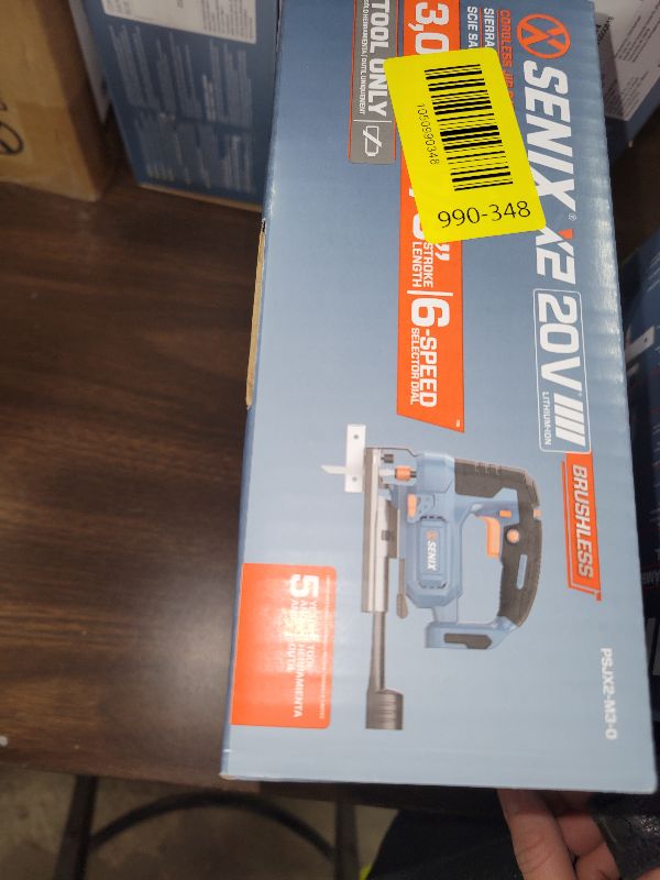 Photo 1 of SENIX 20V Max Cordless Jigsaw (Bare Tool Only), Jigsaw Cut Off Tool with Brushless Motor, 3000SPM, 6-Speed & 4-Orbital Settings, 45° Bevel Cuts, Includes Blades for Straight/Curved/Circular Cutting