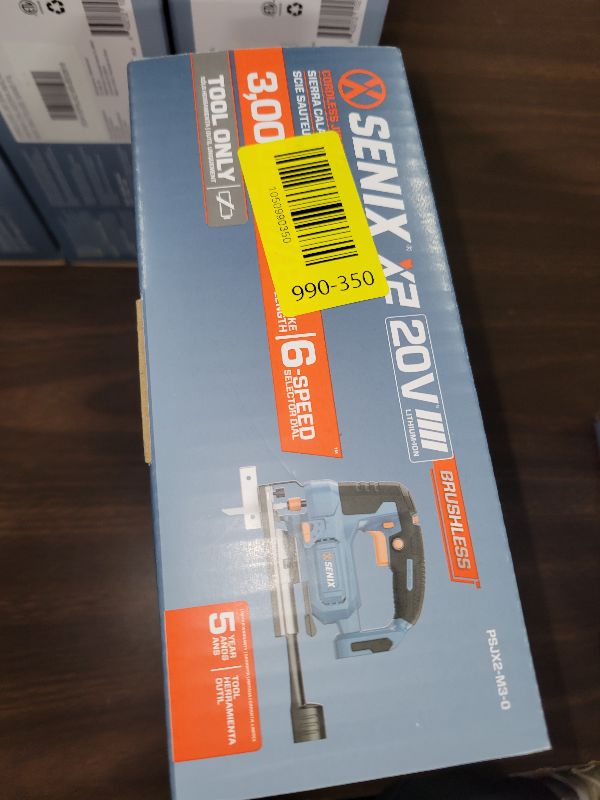 Photo 1 of SENIX 20V Max Cordless Jigsaw (Bare Tool Only), Jigsaw Cut Off Tool with Brushless Motor, 3000SPM, 6-Speed & 4-Orbital Settings, 45° Bevel Cuts, Includes Blades for Straight/Curved/Circular Cutting
