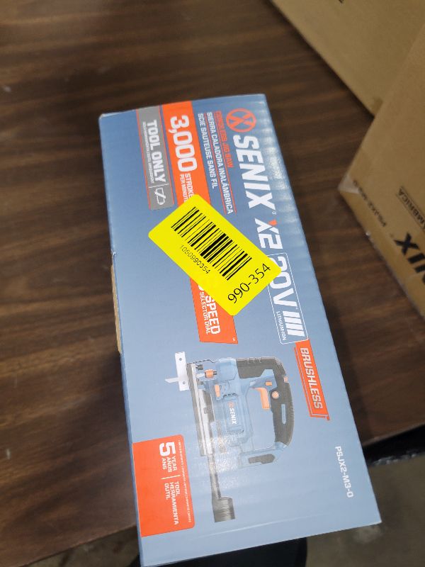 Photo 1 of SENIX 20V Max Cordless Jigsaw (Bare Tool Only), Jigsaw Cut Off Tool with Brushless Motor, 3000SPM, 6-Speed & 4-Orbital Settings, 45° Bevel Cuts, Includes Blades for Straight/Curved/Circular Cutting