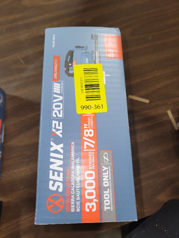 Photo 1 of SENIX 20V Max Cordless Jigsaw (Bare Tool Only), Jigsaw Cut Off Tool with Brushless Motor, 3000SPM, 6-Speed & 4-Orbital Settings, 45° Bevel Cuts, Includes Blades for Straight/Curved/Circular Cutting