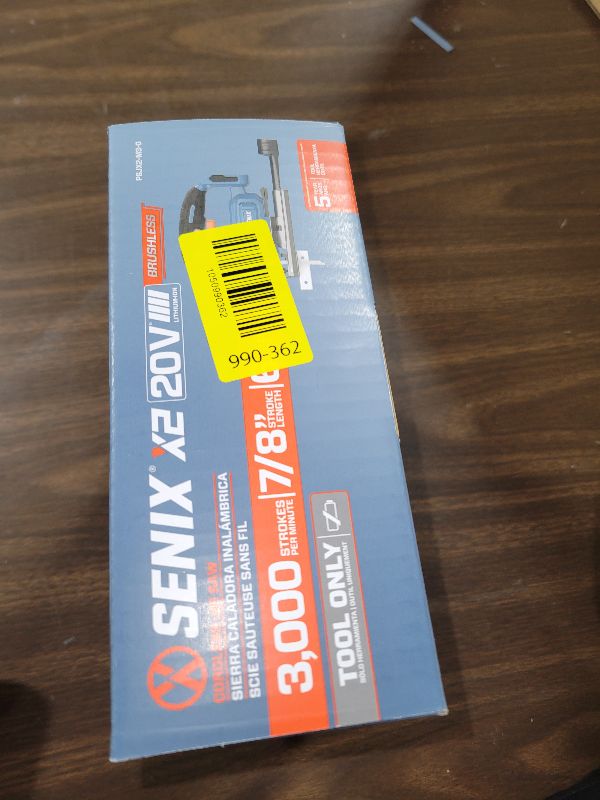 Photo 1 of SENIX 20V Max Cordless Jigsaw (Bare Tool Only), Jigsaw Cut Off Tool with Brushless Motor, 3000SPM, 6-Speed & 4-Orbital Settings, 45° Bevel Cuts, Includes Blades for Straight/Curved/Circular Cutting