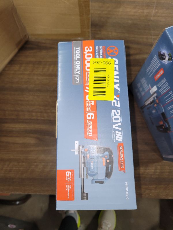 Photo 1 of SENIX 20V Max Cordless Jigsaw (Bare Tool Only), Jigsaw Cut Off Tool with Brushless Motor, 3000SPM, 6-Speed & 4-Orbital Settings, 45° Bevel Cuts, Includes Blades for Straight/Curved/Circular Cutting