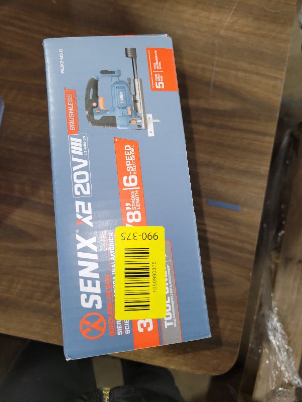 Photo 1 of SENIX 20V Max Cordless Jigsaw (Bare Tool Only), Jigsaw Cut Off Tool with Brushless Motor, 3000SPM, 6-Speed & 4-Orbital Settings, 45° Bevel Cuts, Includes Blades for Straight/Curved/Circular Cutting