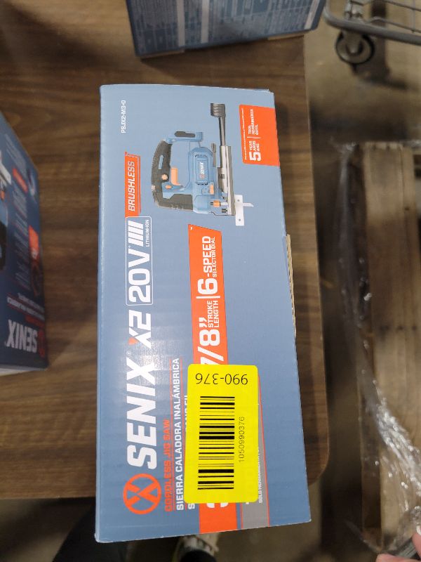 Photo 1 of SENIX 20V Max Cordless Jigsaw (Bare Tool Only), Jigsaw Cut Off Tool with Brushless Motor, 3000SPM, 6-Speed & 4-Orbital Settings, 45° Bevel Cuts, Includes Blades for Straight/Curved/Circular Cutting