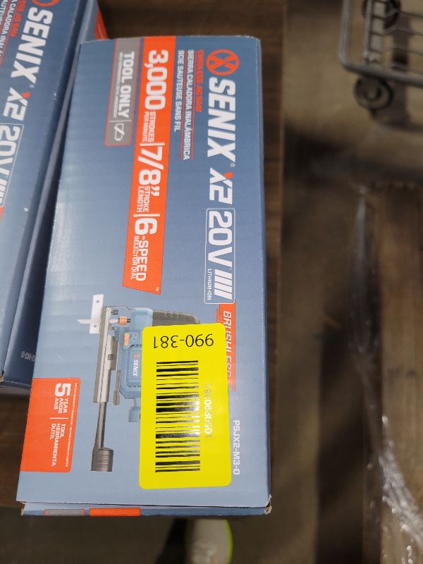 Photo 1 of SENIX 20V Max Cordless Jigsaw (Bare Tool Only), Jigsaw Cut Off Tool with Brushless Motor, 3000SPM, 6-Speed & 4-Orbital Settings, 45° Bevel Cuts, Includes Blades for Straight/Curved/Circular Cutting