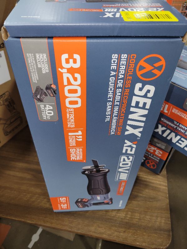 Photo 1 of SENIX X2 20 Volt Max* 1-Inch Compact Reciprocating Saw Power Tool Set, Variable Speed, 3200 SPM Max, Quick Blade Release, 3-Mode LED Light, Includes Battery and Charger (PSRX2-M3)