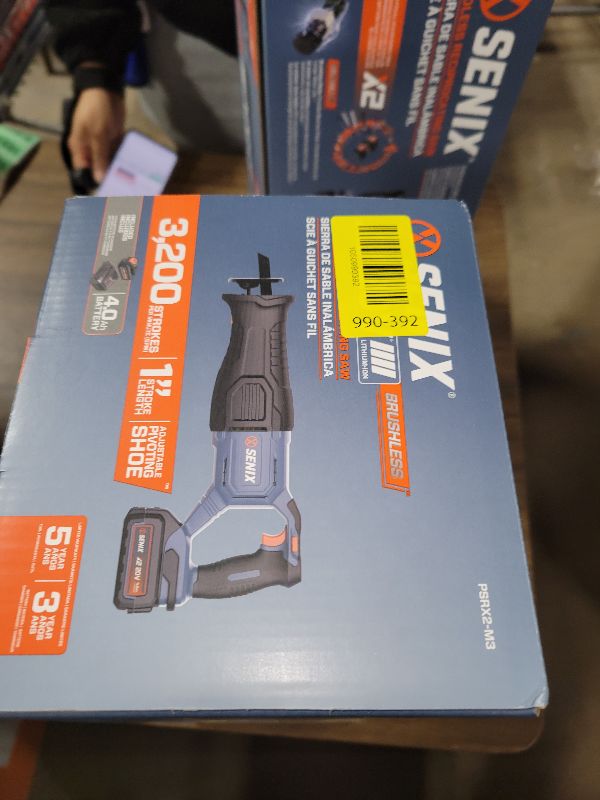 Photo 1 of SENIX X2 20 Volt Max* 1-Inch Compact Reciprocating Saw Power Tool Set, Variable Speed, 3200 SPM Max, Quick Blade Release, 3-Mode LED Light, Includes Battery and Charger (PSRX2-M3)