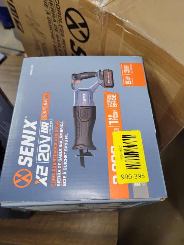 Photo 1 of SENIX X2 20 Volt Max* 1-Inch Compact Reciprocating Saw Power Tool Set, Variable Speed, 3200 SPM Max, Quick Blade Release, 3-Mode LED Light, Includes Battery and Charger (PSRX2-M3)