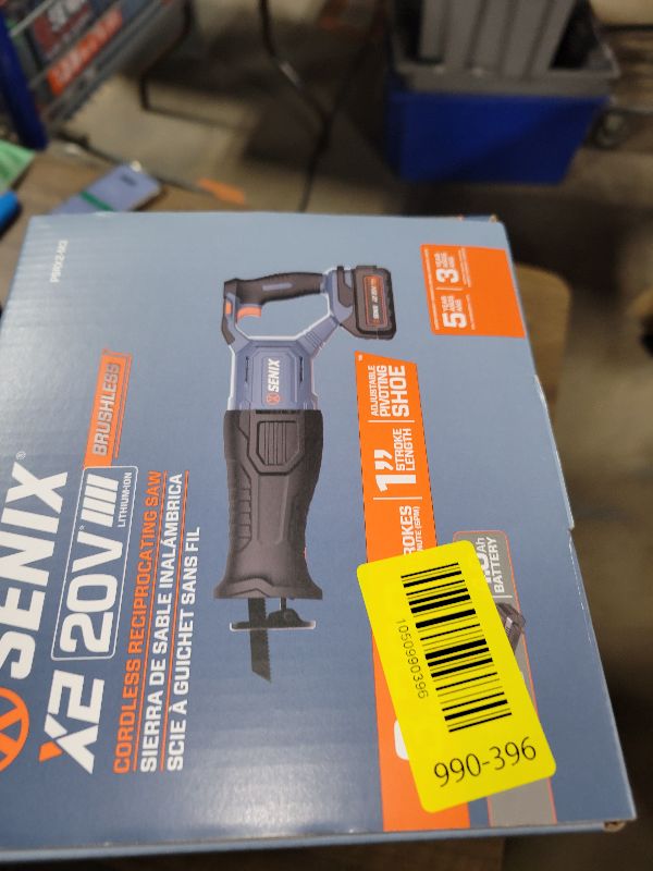Photo 1 of SENIX X2 20 Volt Max* 1-Inch Compact Reciprocating Saw Power Tool Set, Variable Speed, 3200 SPM Max, Quick Blade Release, 3-Mode LED Light, Includes Battery and Charger (PSRX2-M3)