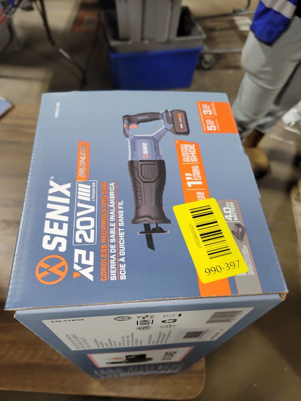 Photo 1 of SENIX X2 20 Volt Max* 1-Inch Compact Reciprocating Saw Power Tool Set, Variable Speed, 3200 SPM Max, Quick Blade Release, 3-Mode LED Light, Includes Battery and Charger (PSRX2-M3)