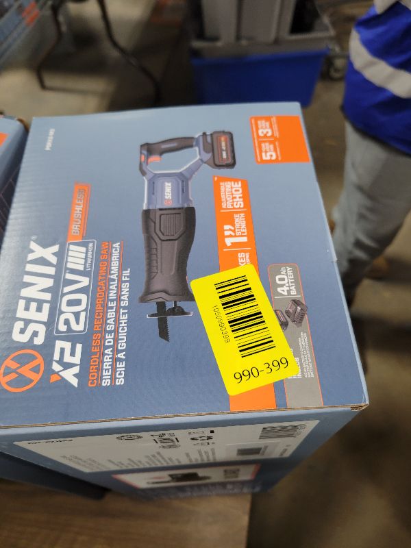 Photo 1 of SENIX X2 20 Volt Max* 1-Inch Compact Reciprocating Saw Power Tool Set, Variable Speed, 3200 SPM Max, Quick Blade Release, 3-Mode LED Light, Includes Battery and Charger (PSRX2-M3)