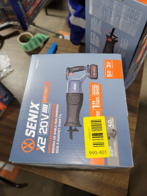 Photo 1 of SENIX X2 20 Volt Max* 1-Inch Compact Reciprocating Saw Power Tool Set, Variable Speed, 3200 SPM Max, Quick Blade Release, 3-Mode LED Light, Includes Battery and Charger (PSRX2-M3)