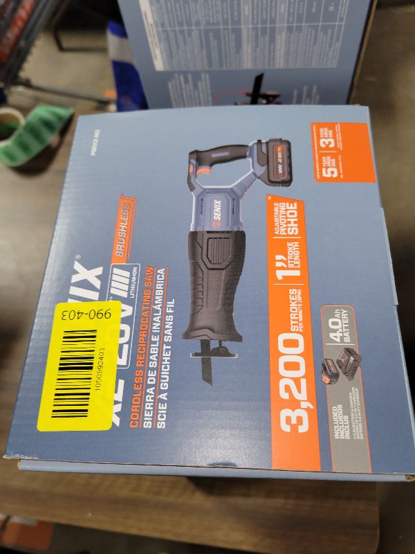 Photo 1 of SENIX X2 20 Volt Max* 1-Inch Compact Reciprocating Saw Power Tool Set, Variable Speed, 3200 SPM Max, Quick Blade Release, 3-Mode LED Light, Includes Battery and Charger (PSRX2-M3)