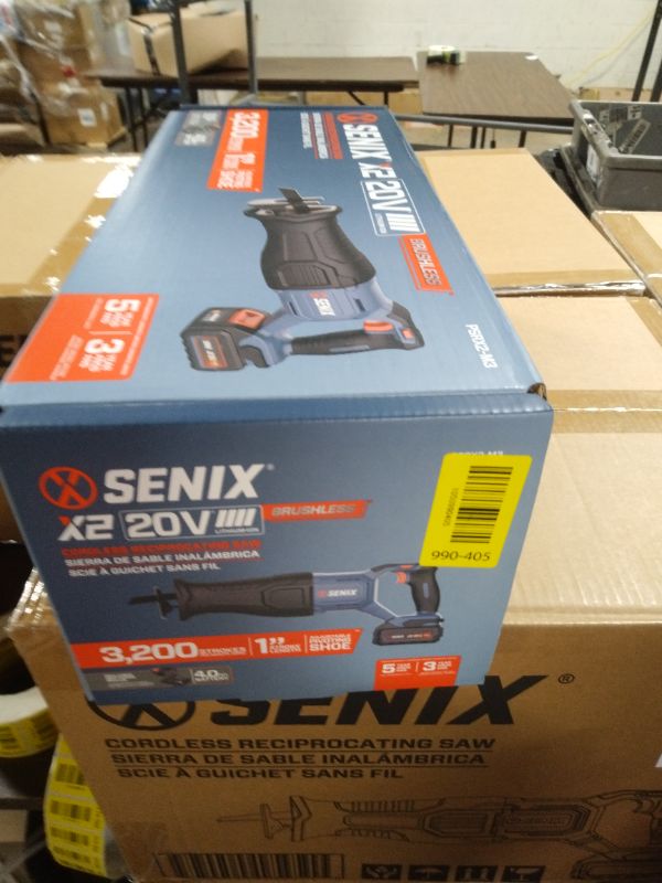 Photo 1 of SENIX X2 20 Volt Max* 1-Inch Compact Reciprocating Saw Power Tool Set, Variable Speed, 3200 SPM Max, Quick Blade Release, 3-Mode LED Light, Includes Battery and Charger (PSRX2-M3)