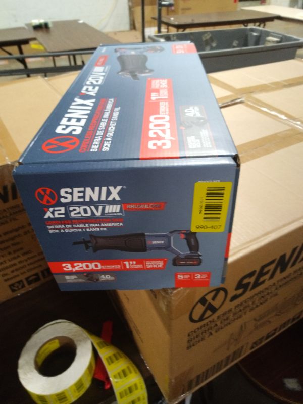 Photo 1 of SENIX X2 20 Volt Max* 1-Inch Compact Reciprocating Saw Power Tool Set, Variable Speed, 3200 SPM Max, Quick Blade Release, 3-Mode LED Light, Includes Battery and Charger (PSRX2-M3)