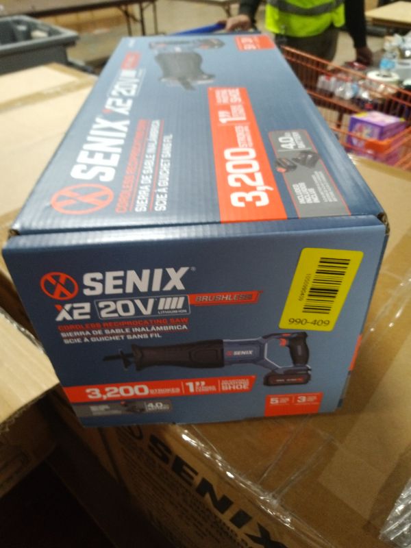 Photo 1 of SENIX X2 20 Volt Max* 1-Inch Compact Reciprocating Saw Power Tool Set, Variable Speed, 3200 SPM Max, Quick Blade Release, 3-Mode LED Light, Includes Battery and Charger (PSRX2-M3)