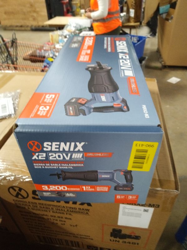 Photo 1 of SENIX X2 20 Volt Max* 1-Inch Compact Reciprocating Saw Power Tool Set, Variable Speed, 3200 SPM Max, Quick Blade Release, 3-Mode LED Light, Includes Battery and Charger (PSRX2-M3)