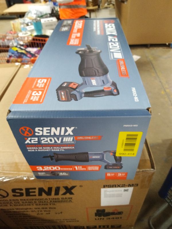 Photo 1 of SENIX X2 20 Volt Max* 1-Inch Compact Reciprocating Saw Power Tool Set, Variable Speed, 3200 SPM Max, Quick Blade Release, 3-Mode LED Light, Includes Battery and Charger (PSRX2-M3)