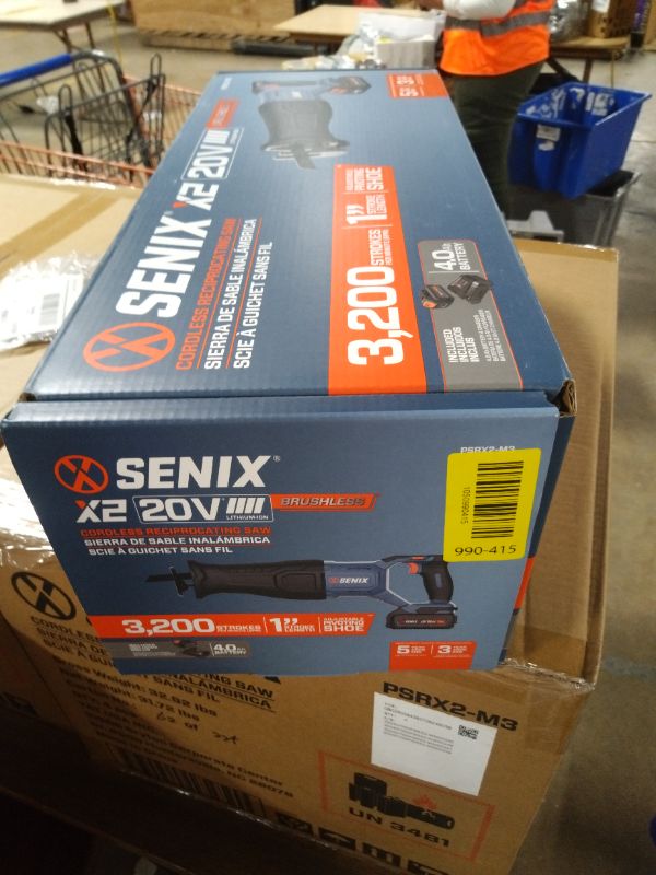 Photo 1 of SENIX X2 20 Volt Max* 1-Inch Compact Reciprocating Saw Power Tool Set, Variable Speed, 3200 SPM Max, Quick Blade Release, 3-Mode LED Light, Includes Battery and Charger (PSRX2-M3)