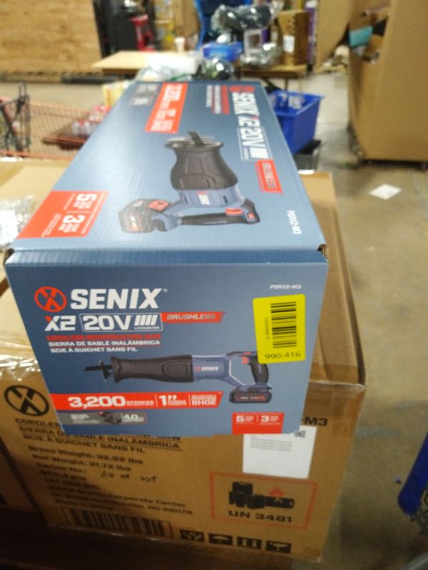 Photo 1 of SENIX X2 20 Volt Max* 1-Inch Compact Reciprocating Saw Power Tool Set, Variable Speed, 3200 SPM Max, Quick Blade Release, 3-Mode LED Light, Includes Battery and Charger (PSRX2-M3)