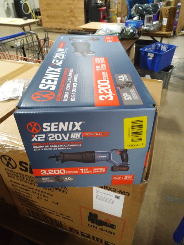 Photo 1 of SENIX X2 20 Volt Max* 1-Inch Compact Reciprocating Saw Power Tool Set, Variable Speed, 3200 SPM Max, Quick Blade Release, 3-Mode LED Light, Includes Battery and Charger (PSRX2-M3)