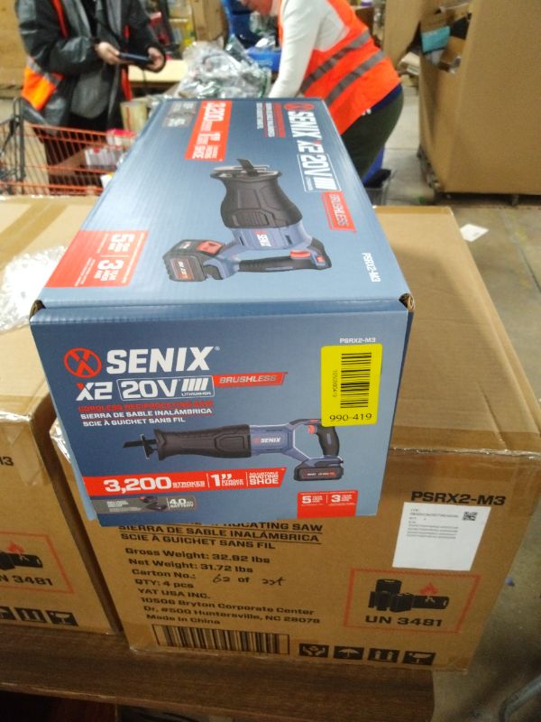 Photo 1 of SENIX X2 20 Volt Max* 1-Inch Compact Reciprocating Saw Power Tool Set, Variable Speed, 3200 SPM Max, Quick Blade Release, 3-Mode LED Light, Includes Battery and Charger (PSRX2-M3)