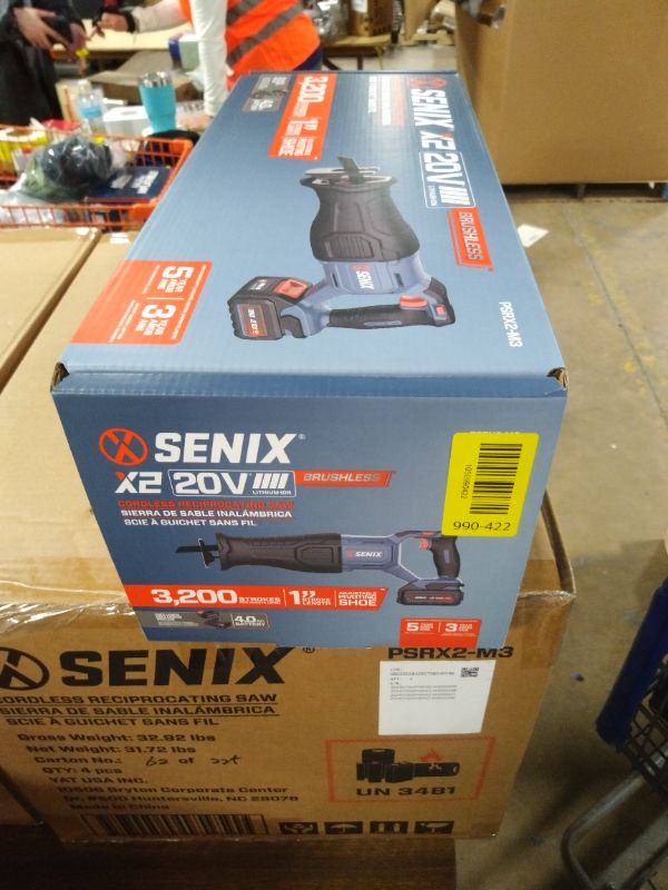 Photo 1 of SENIX X2 20 Volt Max* 1-Inch Compact Reciprocating Saw Power Tool Set, Variable Speed, 3200 SPM Max, Quick Blade Release, 3-Mode LED Light, Includes Battery and Charger (PSRX2-M3)