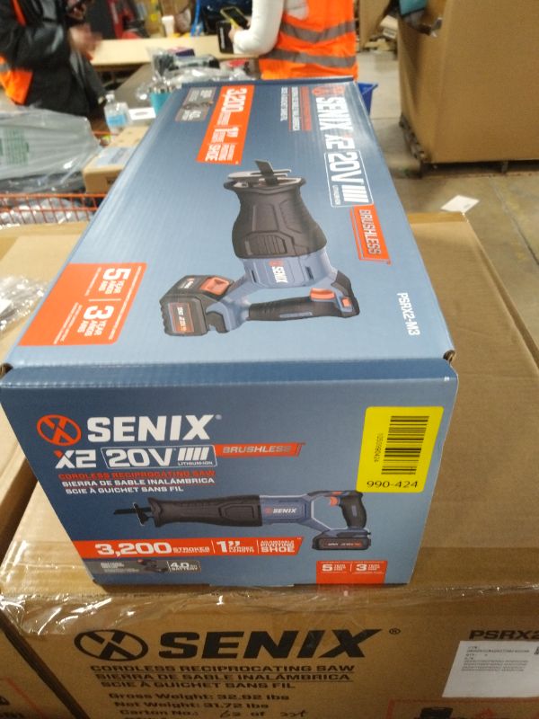 Photo 1 of SENIX X2 20 Volt Max* 1-Inch Compact Reciprocating Saw Power Tool Set, Variable Speed, 3200 SPM Max, Quick Blade Release, 3-Mode LED Light, Includes Battery and Charger (PSRX2-M3)