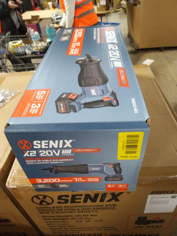 Photo 1 of SENIX X2 20 Volt Max* 1-Inch Compact Reciprocating Saw Power Tool Set, Variable Speed, 3200 SPM Max, Quick Blade Release, 3-Mode LED Light, Includes Battery and Charger (PSRX2-M3)