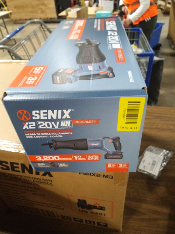 Photo 1 of SENIX X2 20 Volt Max* 1-Inch Compact Reciprocating Saw Power Tool Set, Variable Speed, 3200 SPM Max, Quick Blade Release, 3-Mode LED Light, Includes Battery and Charger (PSRX2-M3)