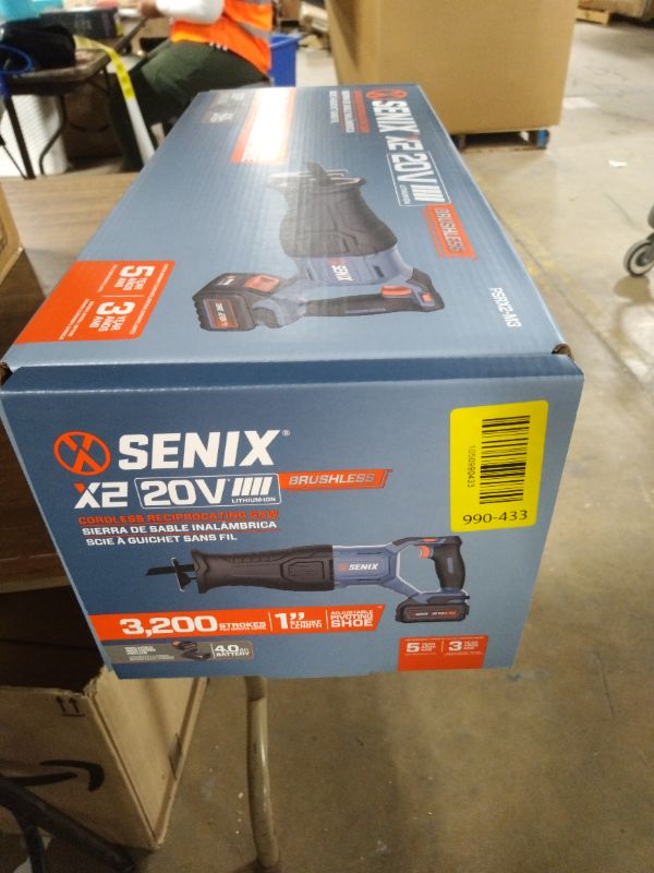 Photo 1 of SENIX X2 20 Volt Max* 1-Inch Compact Reciprocating Saw Power Tool Set, Variable Speed, 3200 SPM Max, Quick Blade Release, 3-Mode LED Light, Includes Battery and Charger (PSRX2-M3)