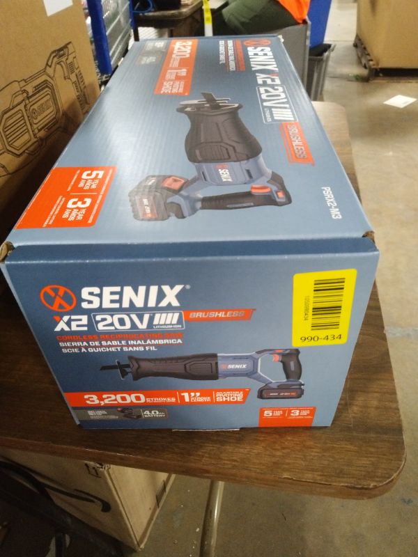 Photo 1 of SENIX X2 20 Volt Max* 1-Inch Compact Reciprocating Saw Power Tool Set, Variable Speed, 3200 SPM Max, Quick Blade Release, 3-Mode LED Light, Includes Battery and Charger (PSRX2-M3)