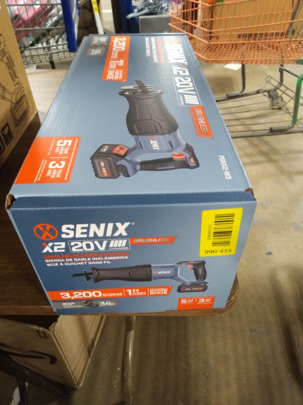 Photo 1 of SENIX X2 20 Volt Max* 1-Inch Compact Reciprocating Saw Power Tool Set, Variable Speed, 3200 SPM Max, Quick Blade Release, 3-Mode LED Light, Includes Battery and Charger (PSRX2-M3)