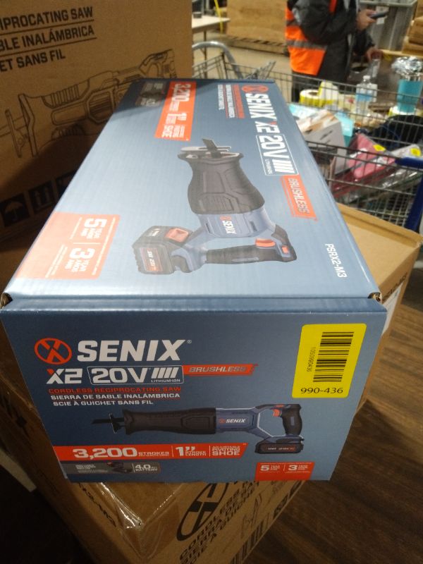 Photo 1 of SENIX X2 20 Volt Max* 1-Inch Compact Reciprocating Saw Power Tool Set, Variable Speed, 3200 SPM Max, Quick Blade Release, 3-Mode LED Light, Includes Battery and Charger (PSRX2-M3)