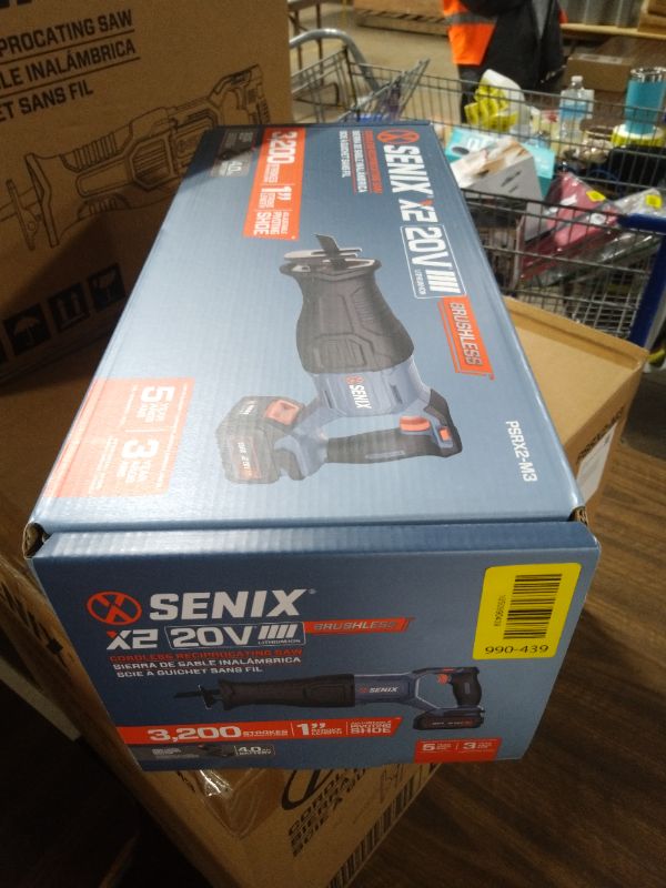 Photo 1 of SENIX X2 20 Volt Max* 1-Inch Compact Reciprocating Saw Power Tool Set, Variable Speed, 3200 SPM Max, Quick Blade Release, 3-Mode LED Light, Includes Battery and Charger (PSRX2-M3)