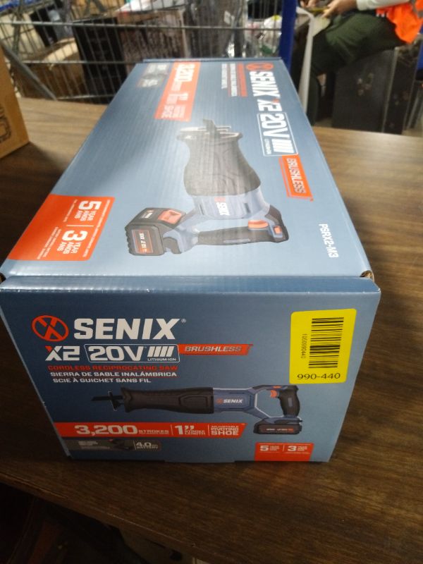 Photo 1 of SENIX X2 20 Volt Max* 1-Inch Compact Reciprocating Saw Power Tool Set, Variable Speed, 3200 SPM Max, Quick Blade Release, 3-Mode LED Light, Includes Battery and Charger (PSRX2-M3)
